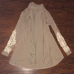 Embroidered sleeve cardigan